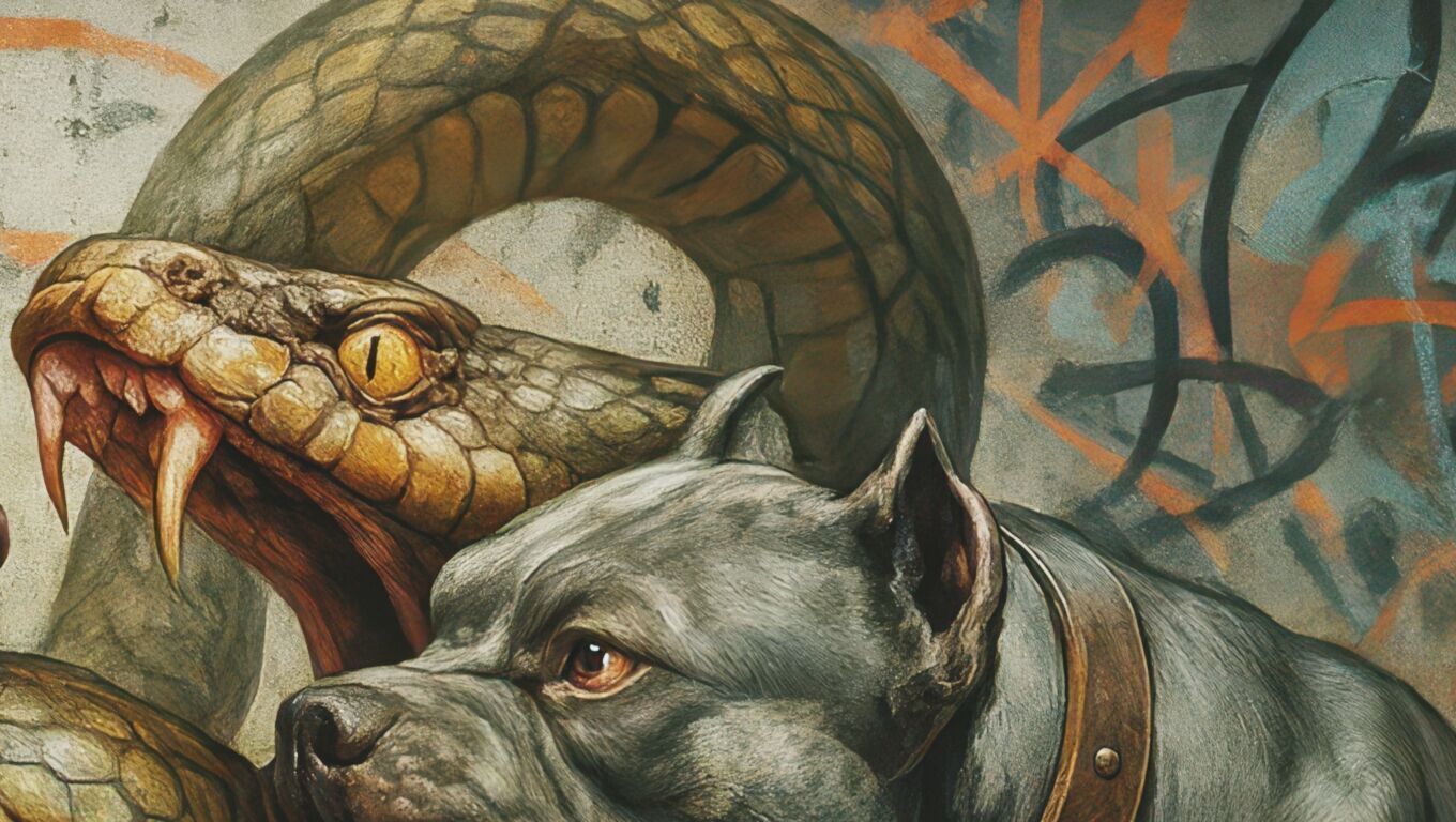 16K Base Color Texture Dog and Serpent Mural Ultra HD  Texture_10