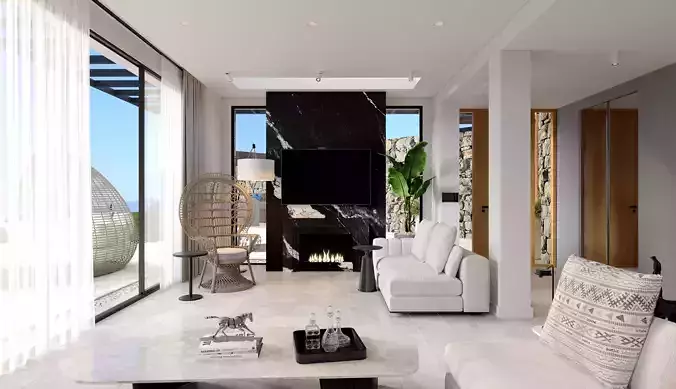 Modern Minimalist Interior Villa  3ds Max  Corona Renderer 12 Low-poly 3D model