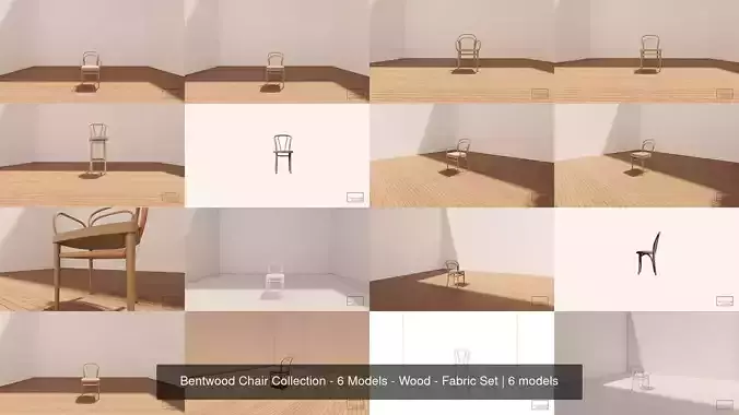 Bentwood Chair Collection - 6 Models - Wood - Fabric Set