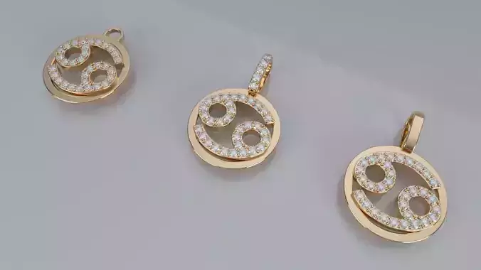 Zodiac Sign Pendant v2 - Diamond - Cancer Pendant