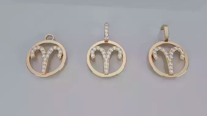 Zodiac Sign Pendant v2 - Diamond - Aries Pendant