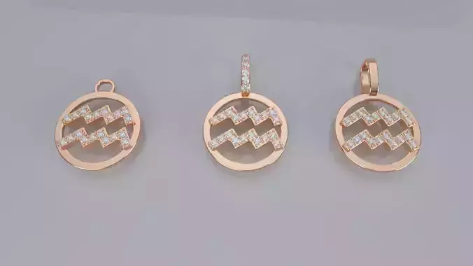 Zodiac Sign Pendant v2 - Diamond - Aquarius Pendant