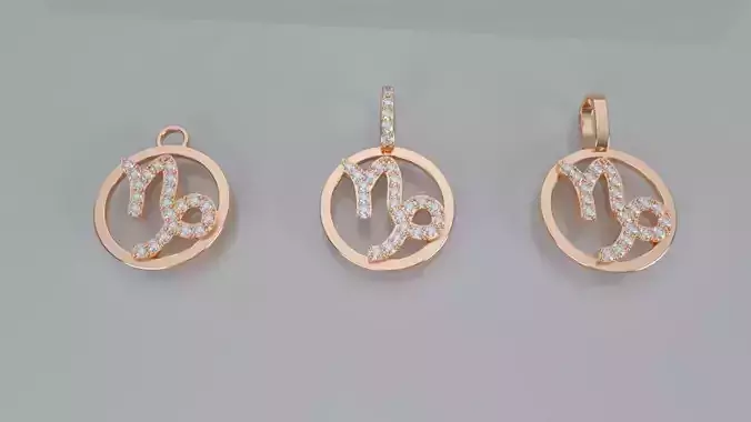 Zodiac Sign Pendant v2 - Diamond - Capricorn Pendant