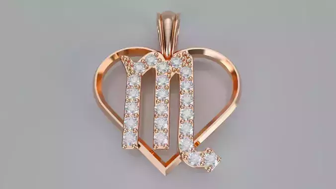 Zodiac Heart Pendant - Scorpio