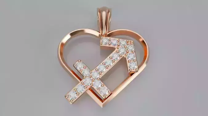 Zodiac Heart Pendant - Sagittarius