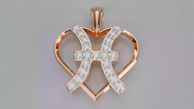 Zodiac Heart Pendant - Pisces
