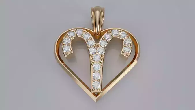 Zodiac Heart Pendant - Aries