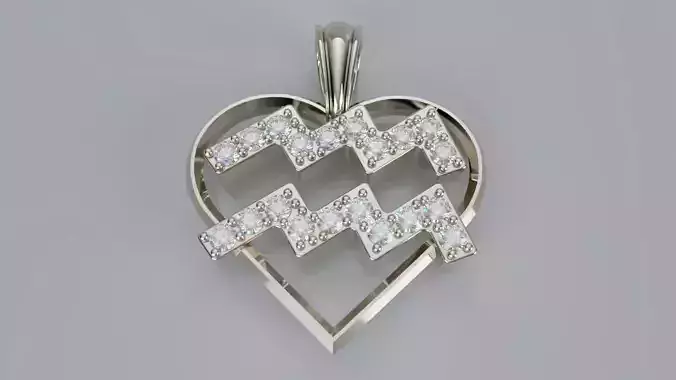 Zodiac Heart Pendant - Aquarius 3D print model