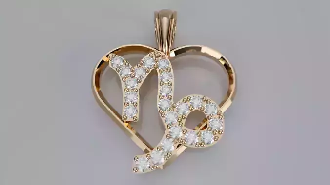 Zodiac Heart Pendant -  Capricorn