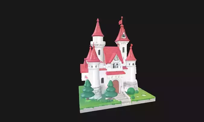 Low Poly Cake Castle Model for 3D Projects Low-poly 3D model