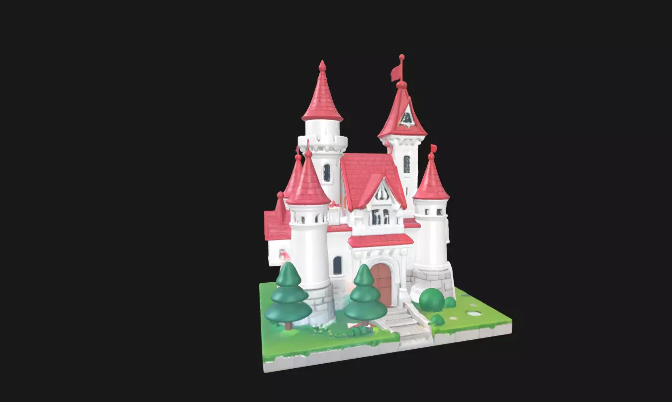 Low Poly Cake Castle Model for 3D Projects Low-poly 3D model_0