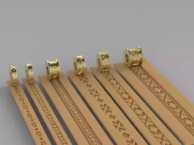 Texture Rollers Wheels for Leather Clay Patterns 3D Model T604