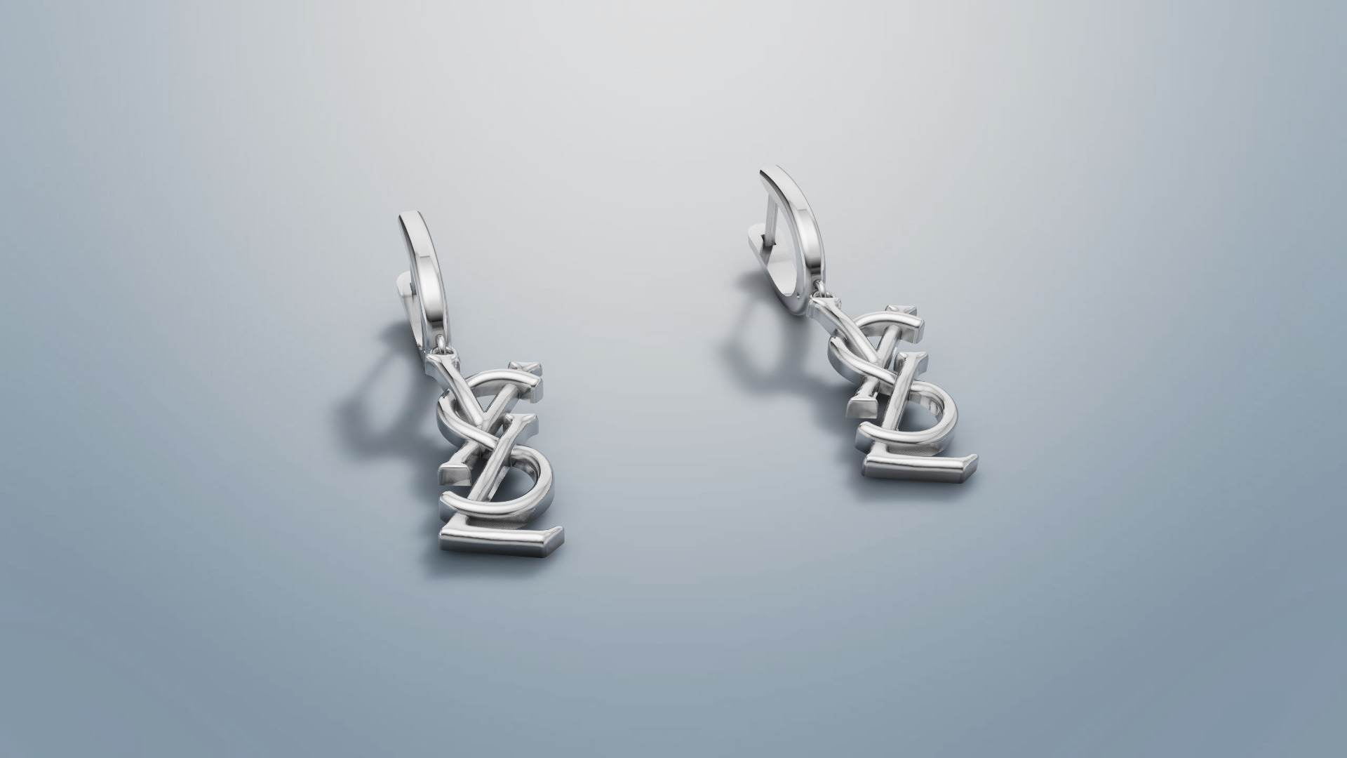 Earrings YsL 3D print model C 53 3D print model_1