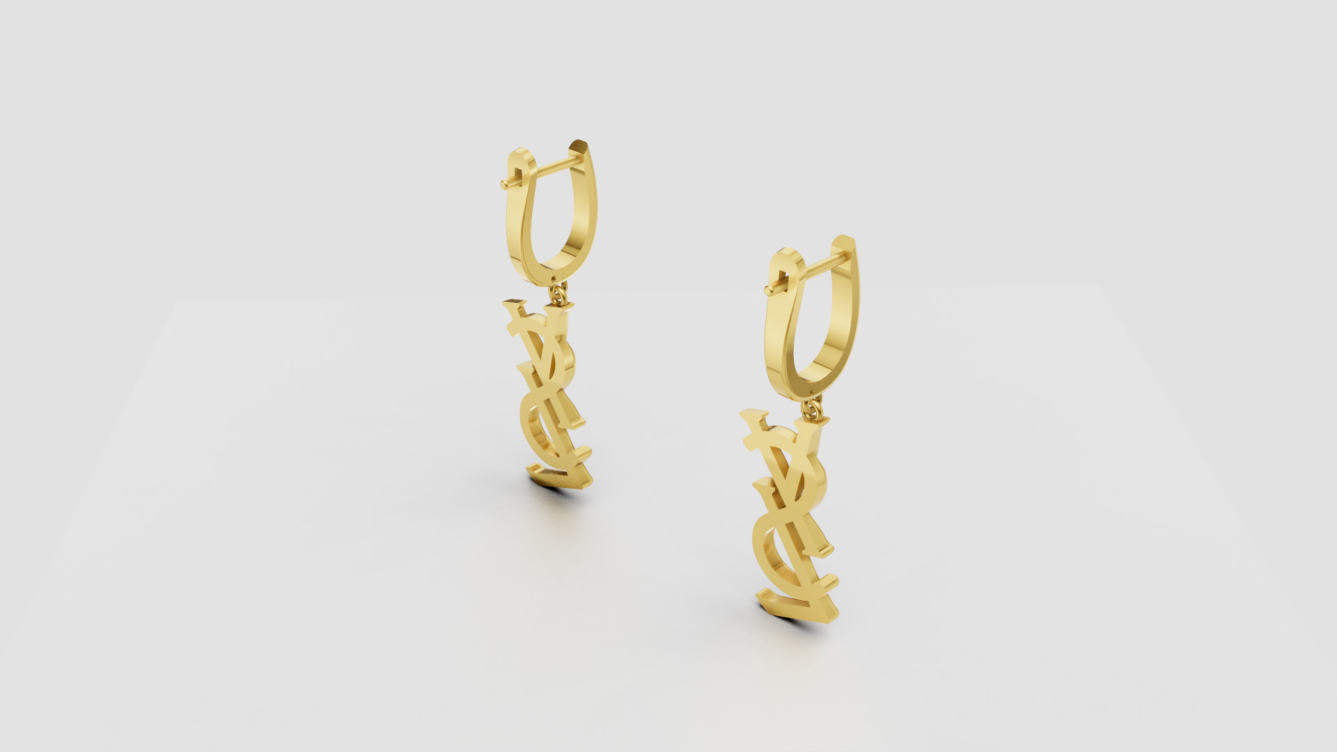 Earrings YsL 3D print model C 53 3D print model_14