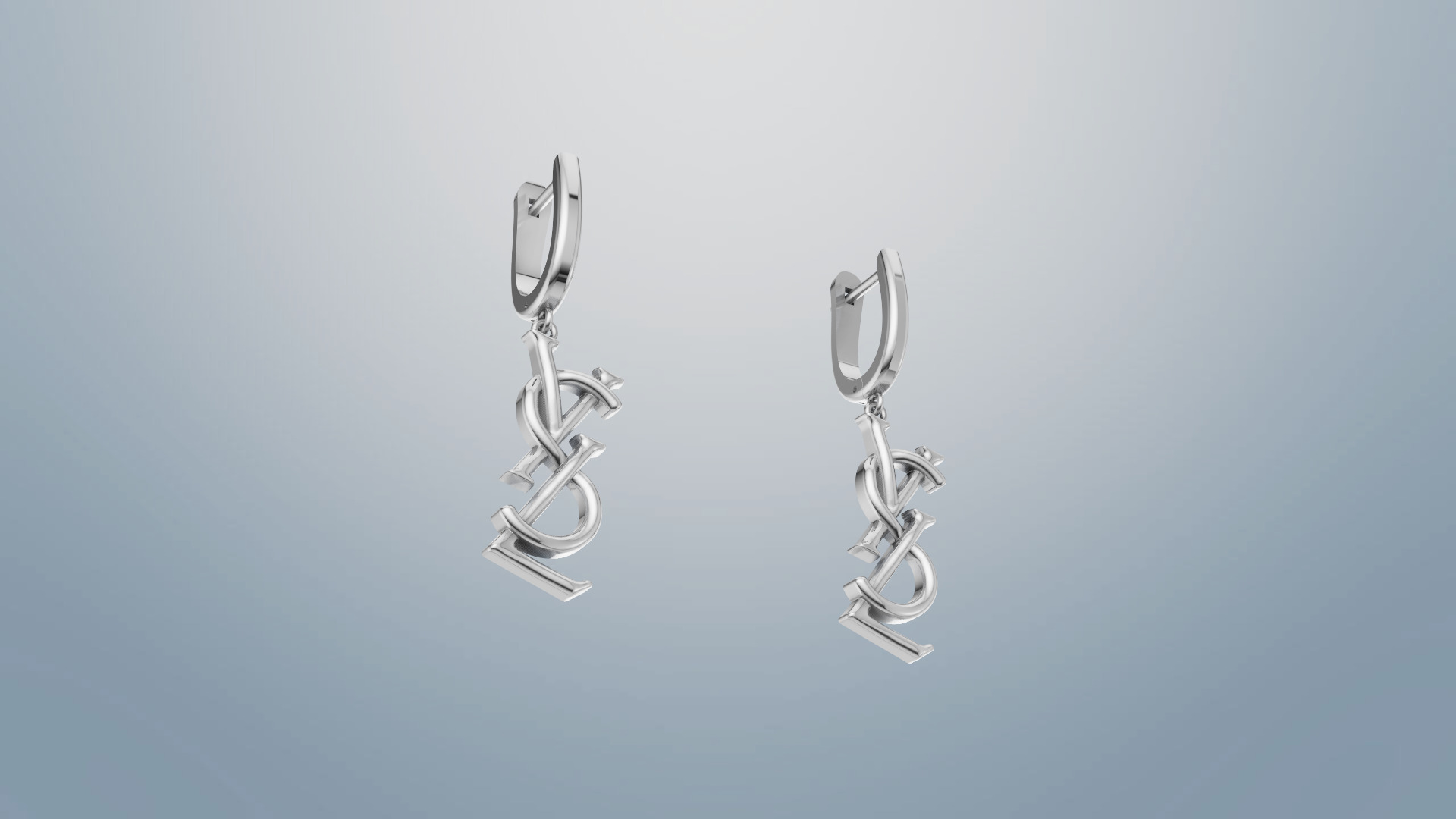 Earrings YsL 3D print model C 53 3D print model_2