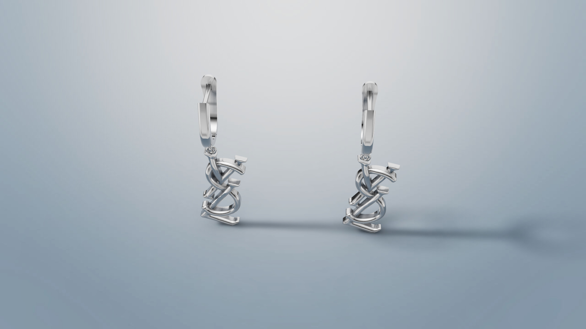 Earrings YsL 3D print model C 53 3D print model_3