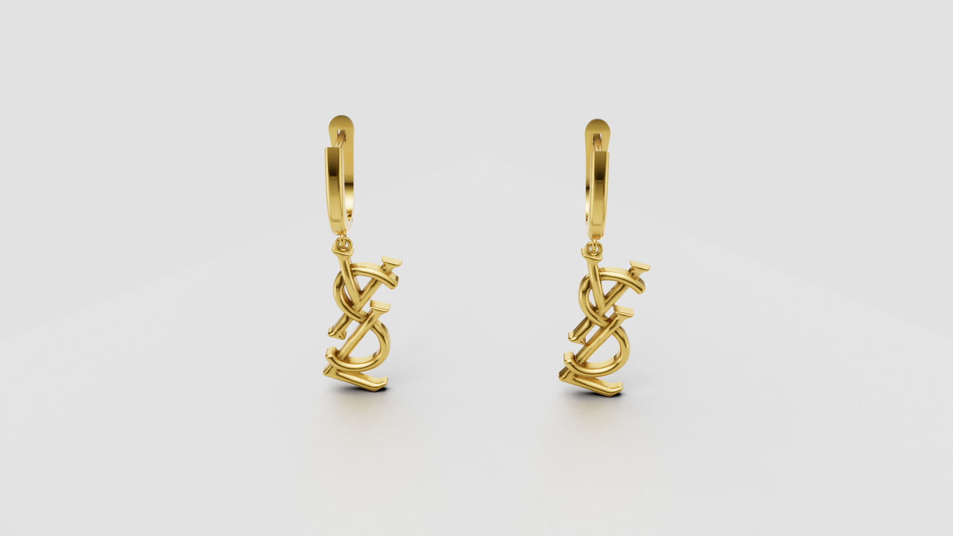 Earrings YsL 3D print model C 53 3D print model_9