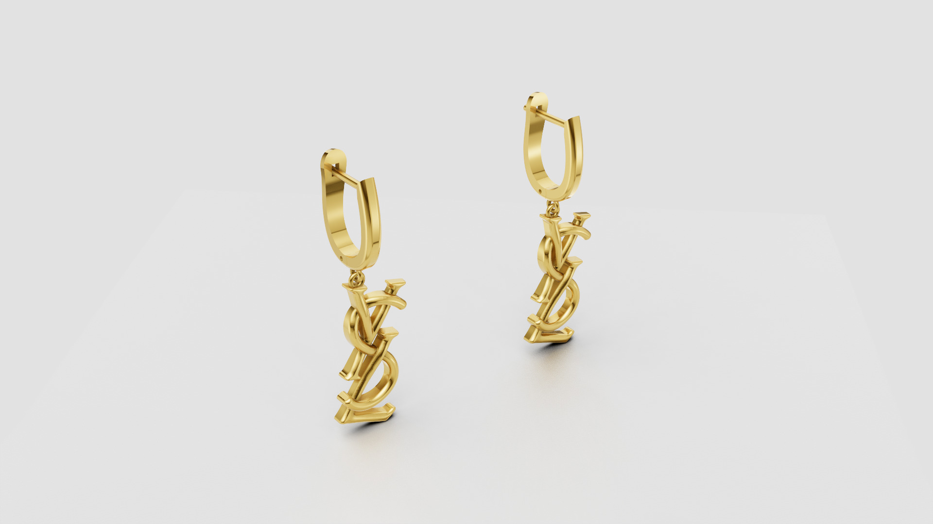 Earrings YsL 3D print model C 53 3D print model_13