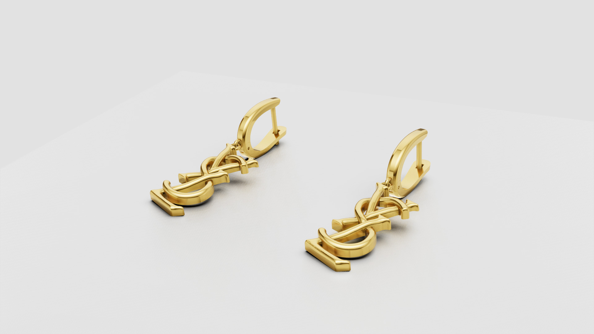 Earrings YsL 3D print model C 53 3D print model_10