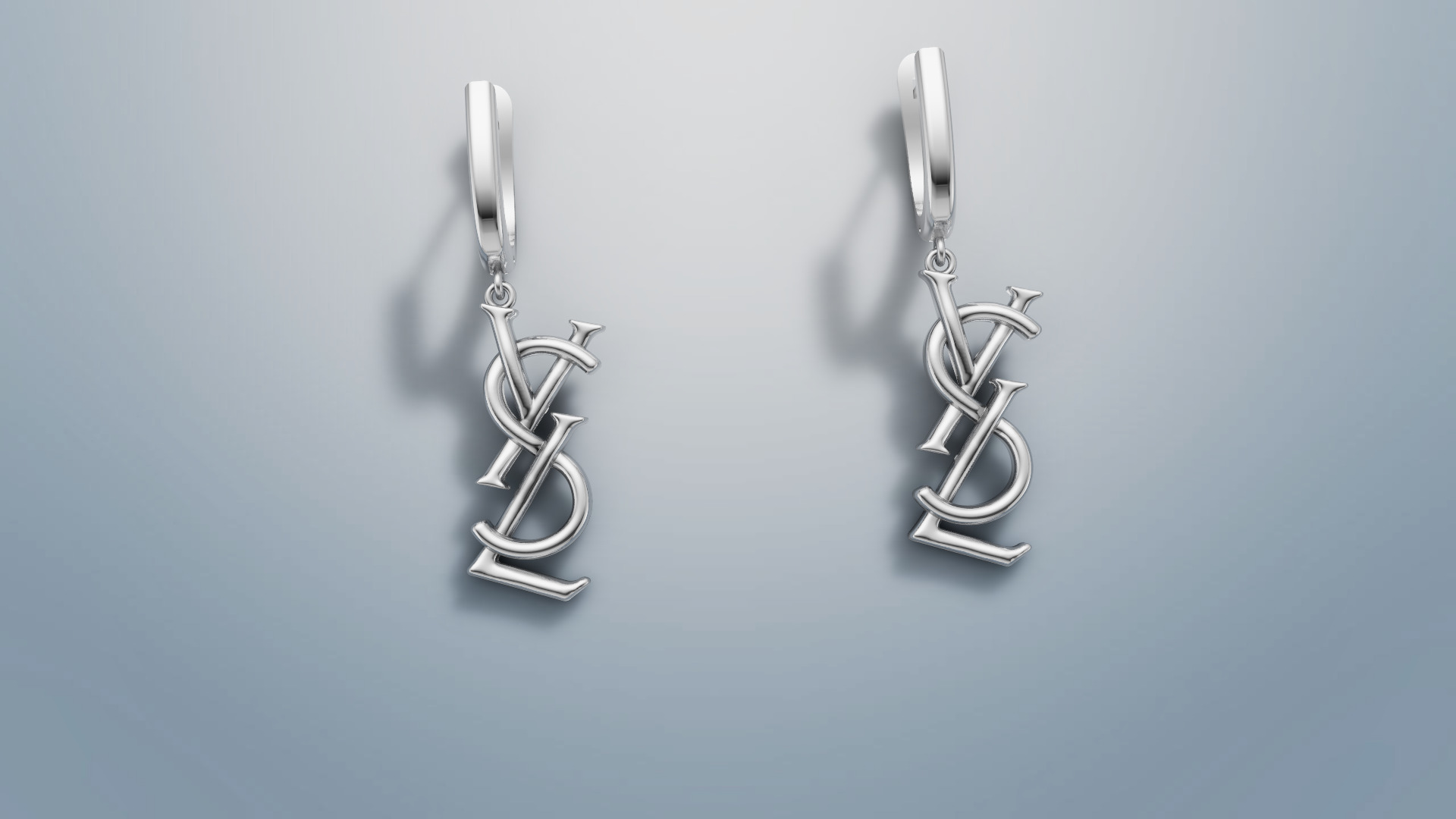 Earrings YsL 3D print model C 53 3D print model_5