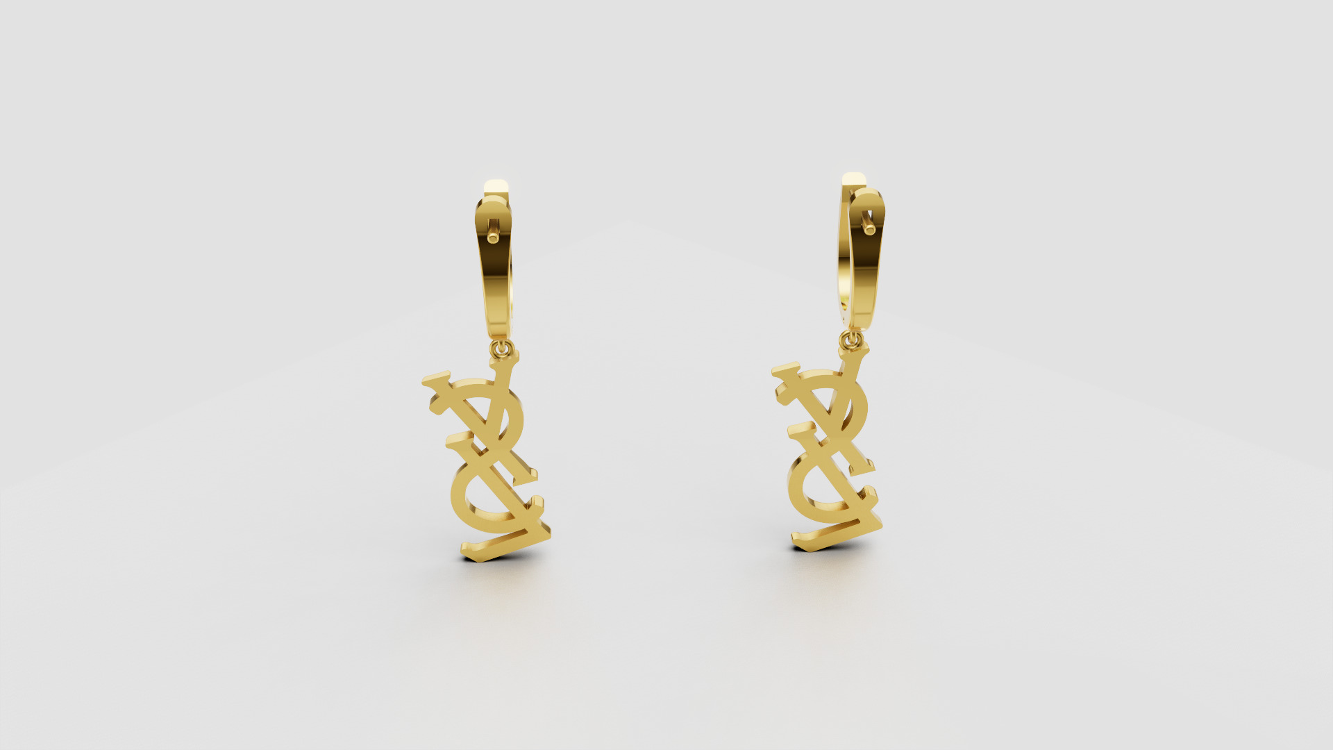 Earrings YsL 3D print model C 53 3D print model_11
