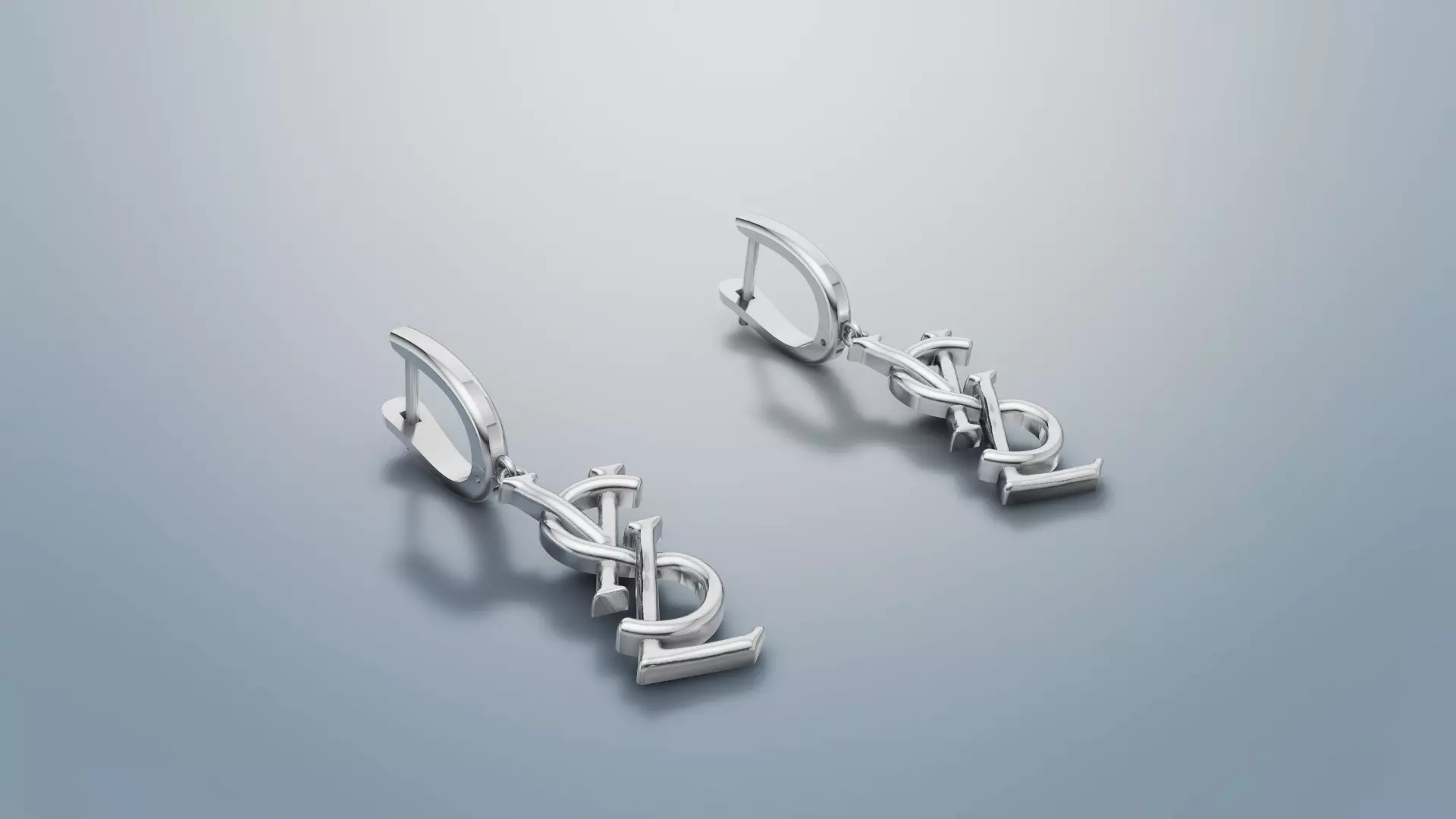 Earrings YsL 3D print model C 53 3D print model_0