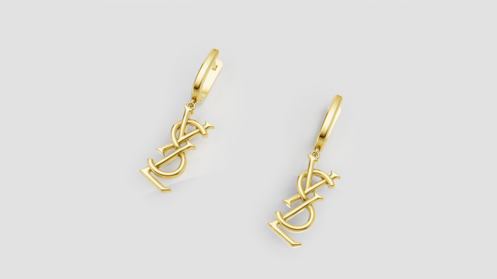 Earrings YsL 3D print model C 53 3D print model_8