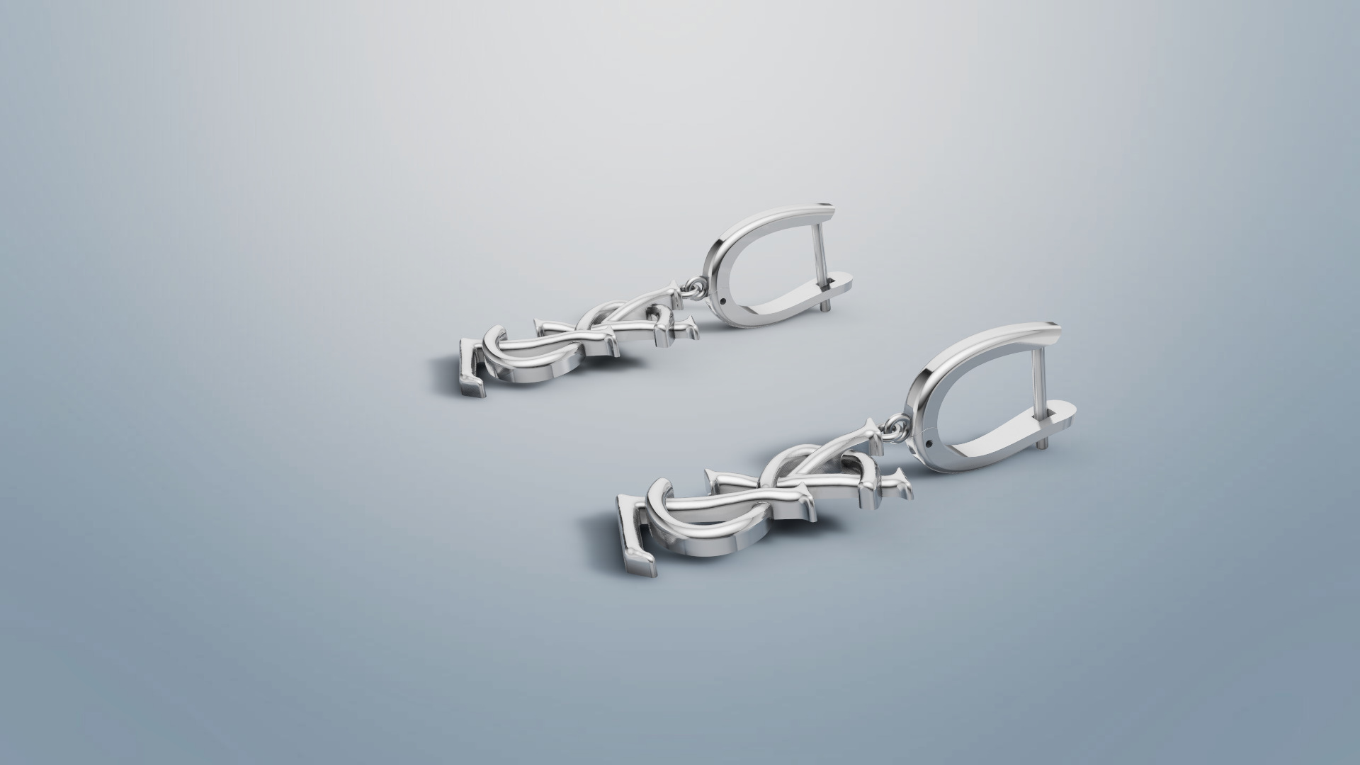 Earrings YsL 3D print model C 53 3D print model_7