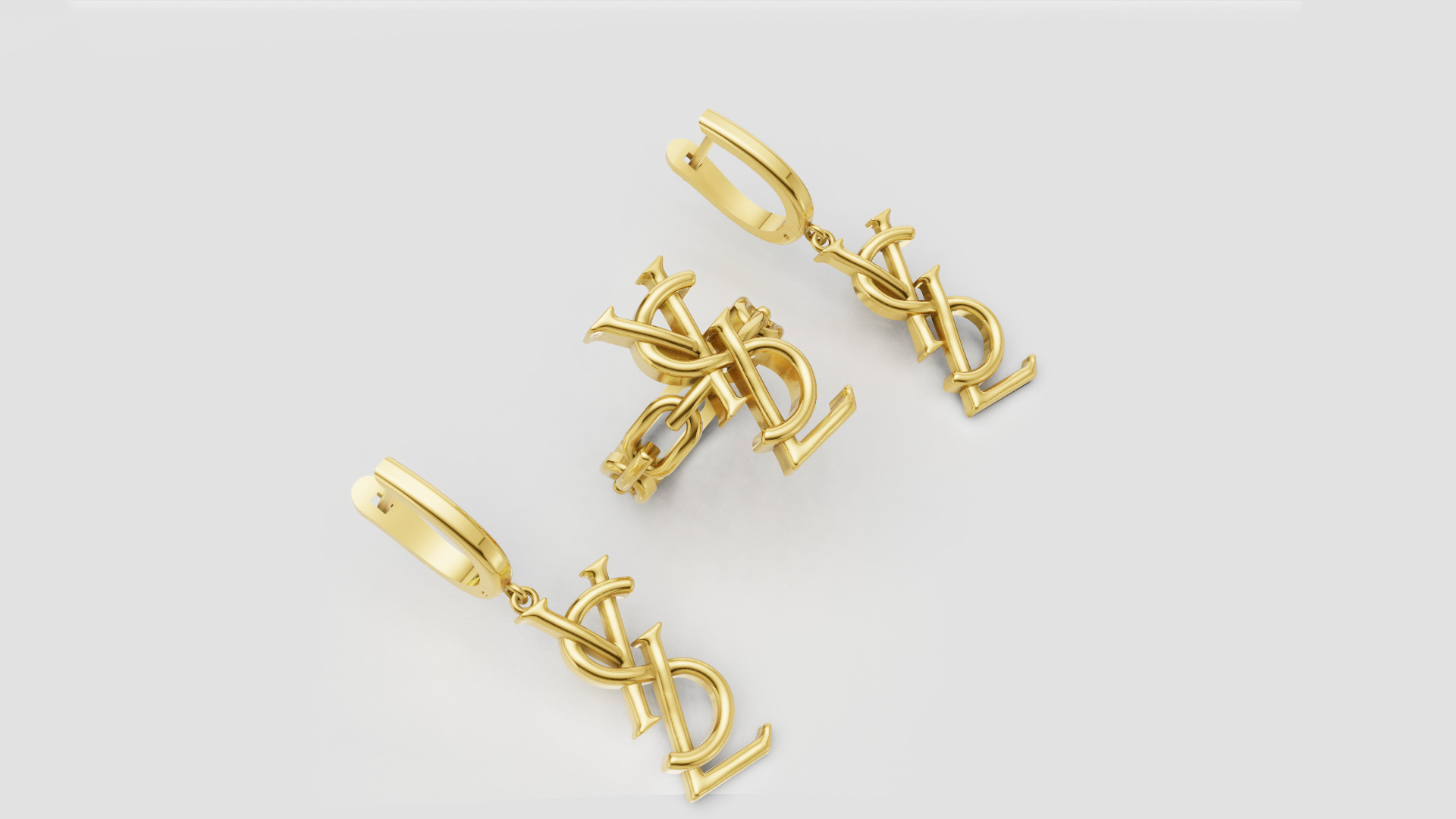 Ring and Earrings YsL jewelry set 3d print model C 54 3D print model_4