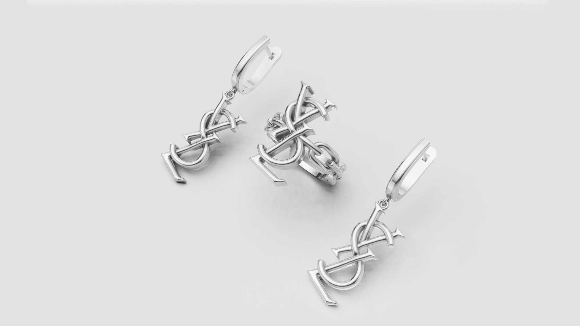 Ring and Earrings YsL jewelry set 3d print model C 54 3D print model_8