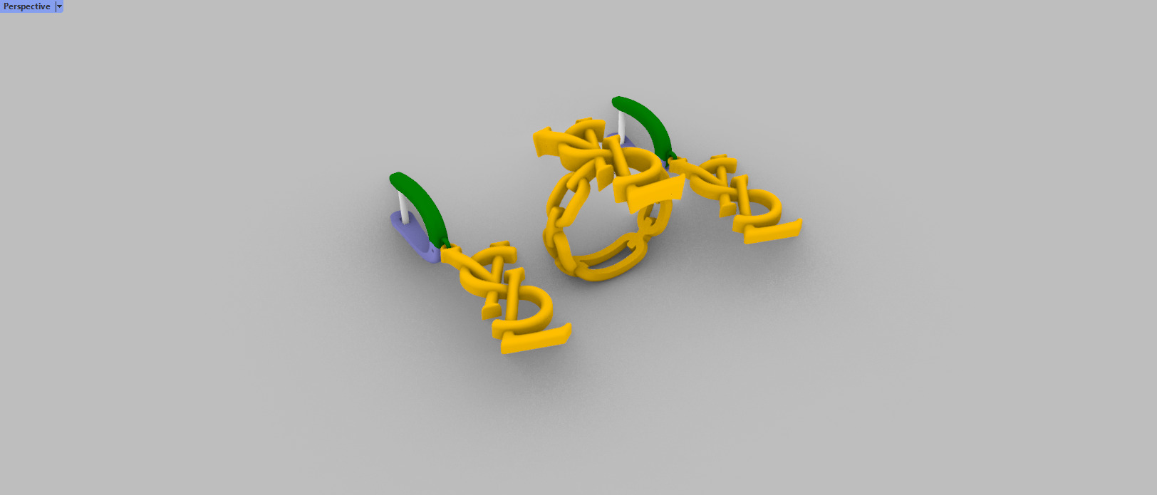 Ring and Earrings YsL jewelry set 3d print model C 54 3D print model_15