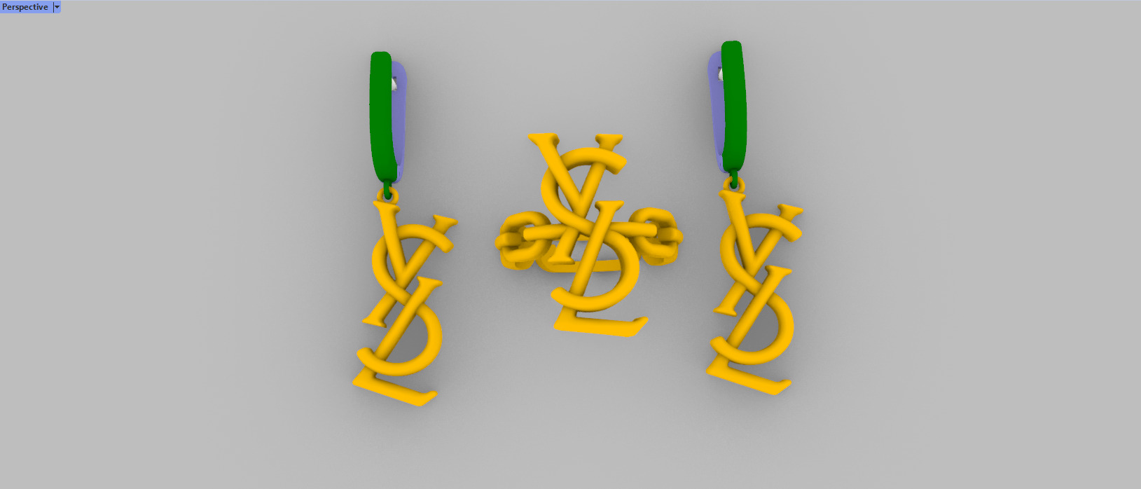 Ring and Earrings YsL jewelry set 3d print model C 54 3D print model_13