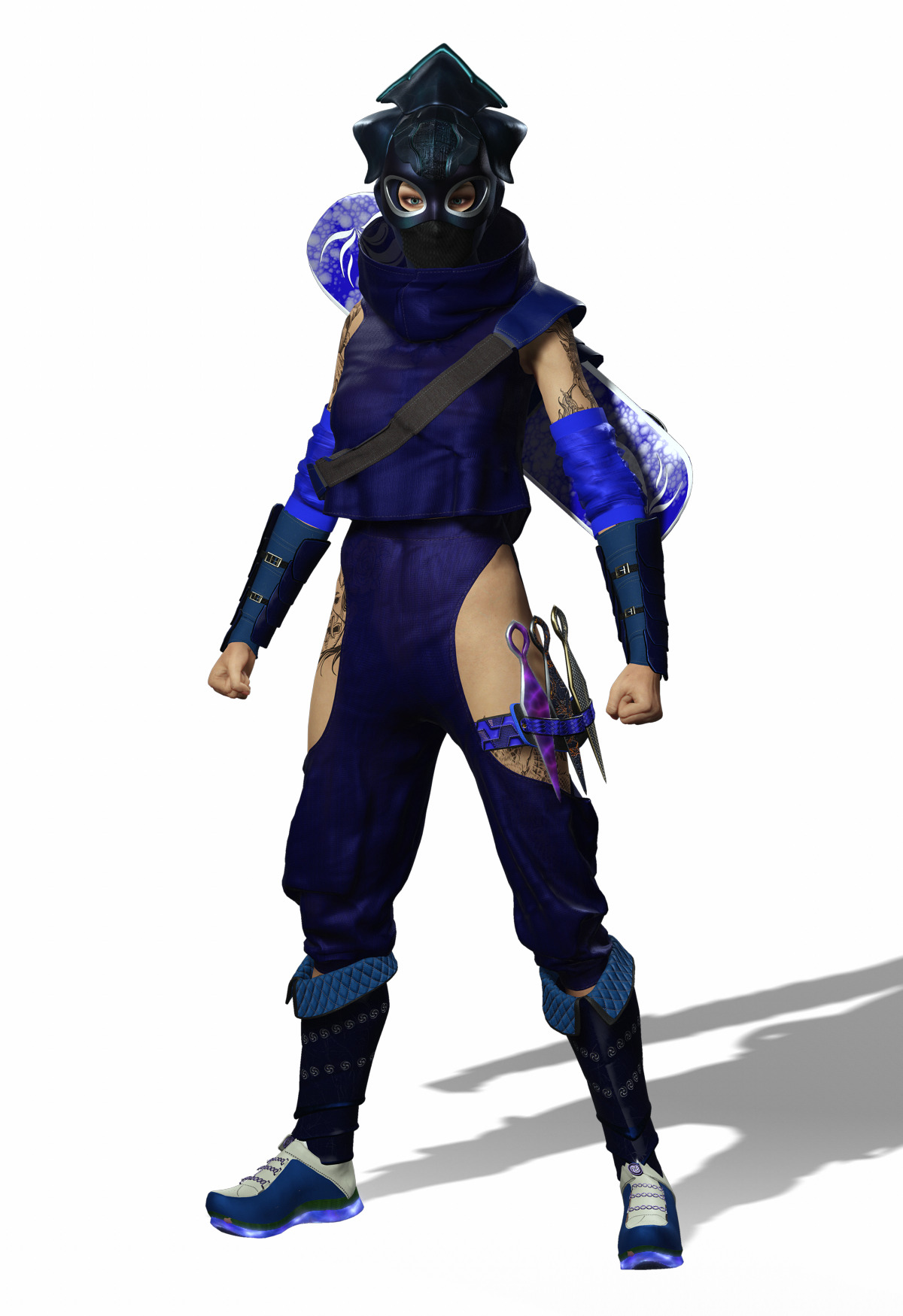 Aokami Stylized Sci Fi Ninja Warrior Game Ready Character Low-poly 3D model_13