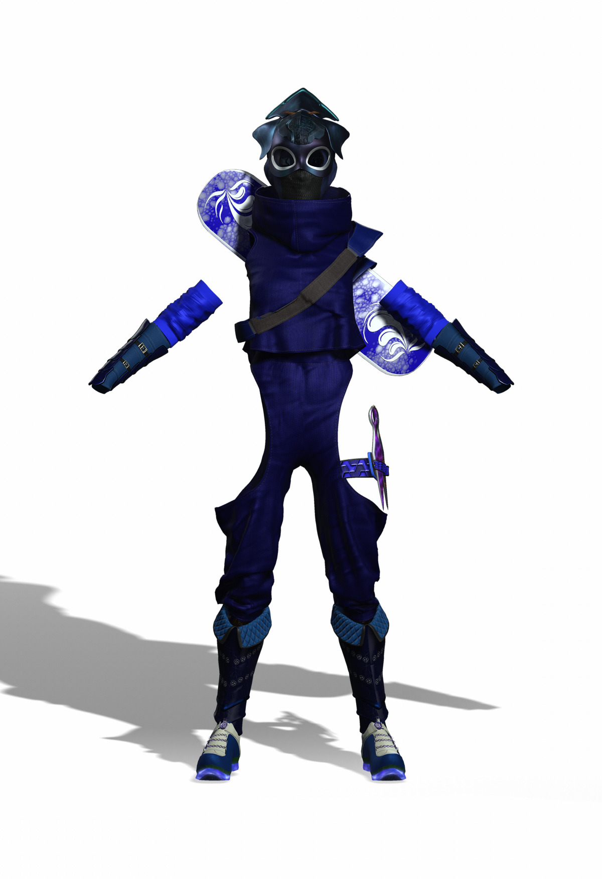 Aokami Stylized Sci Fi Ninja Warrior Game Ready Character Low-poly 3D model_12