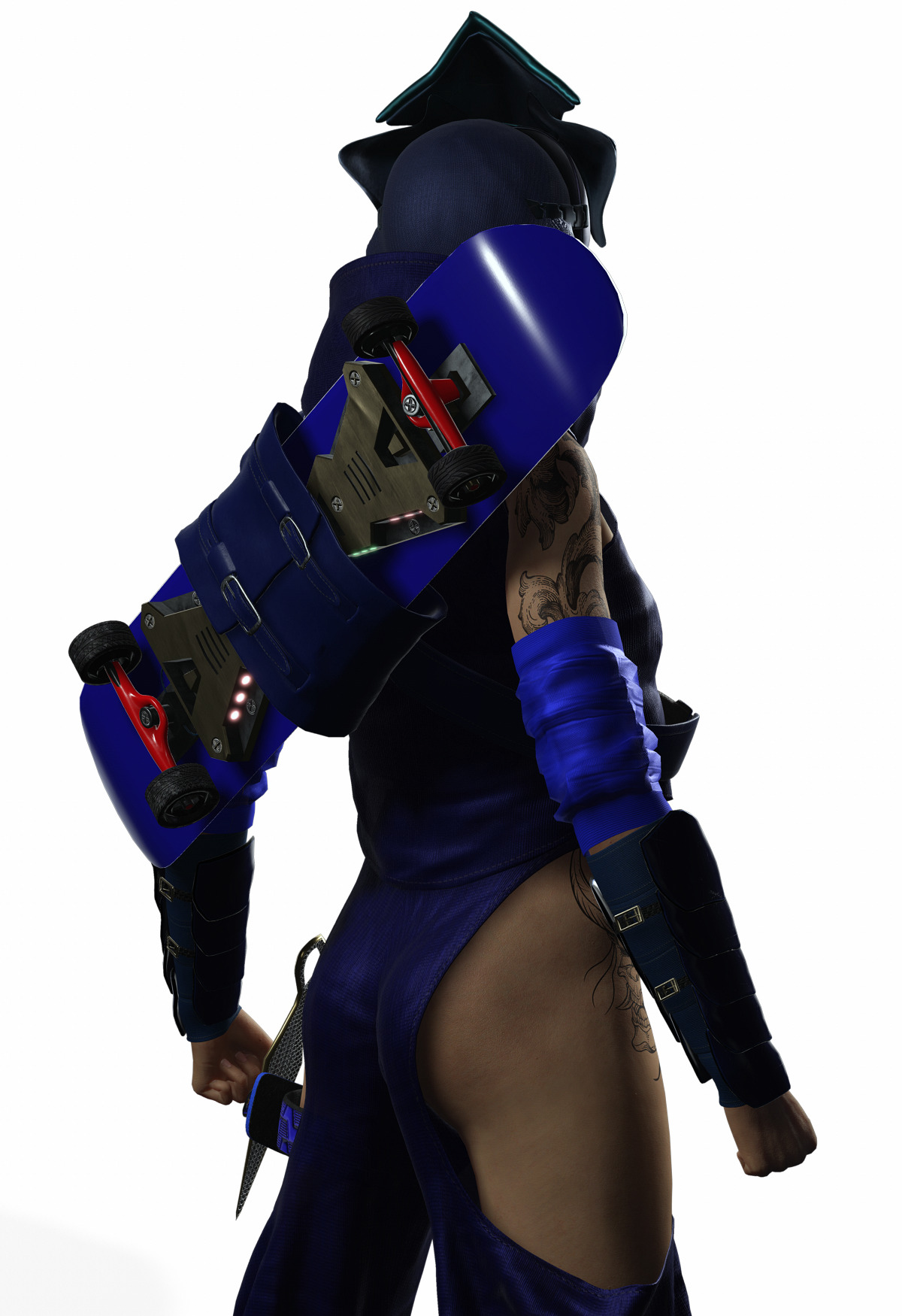 Aokami Stylized Sci Fi Ninja Warrior Game Ready Character Low-poly 3D model_22