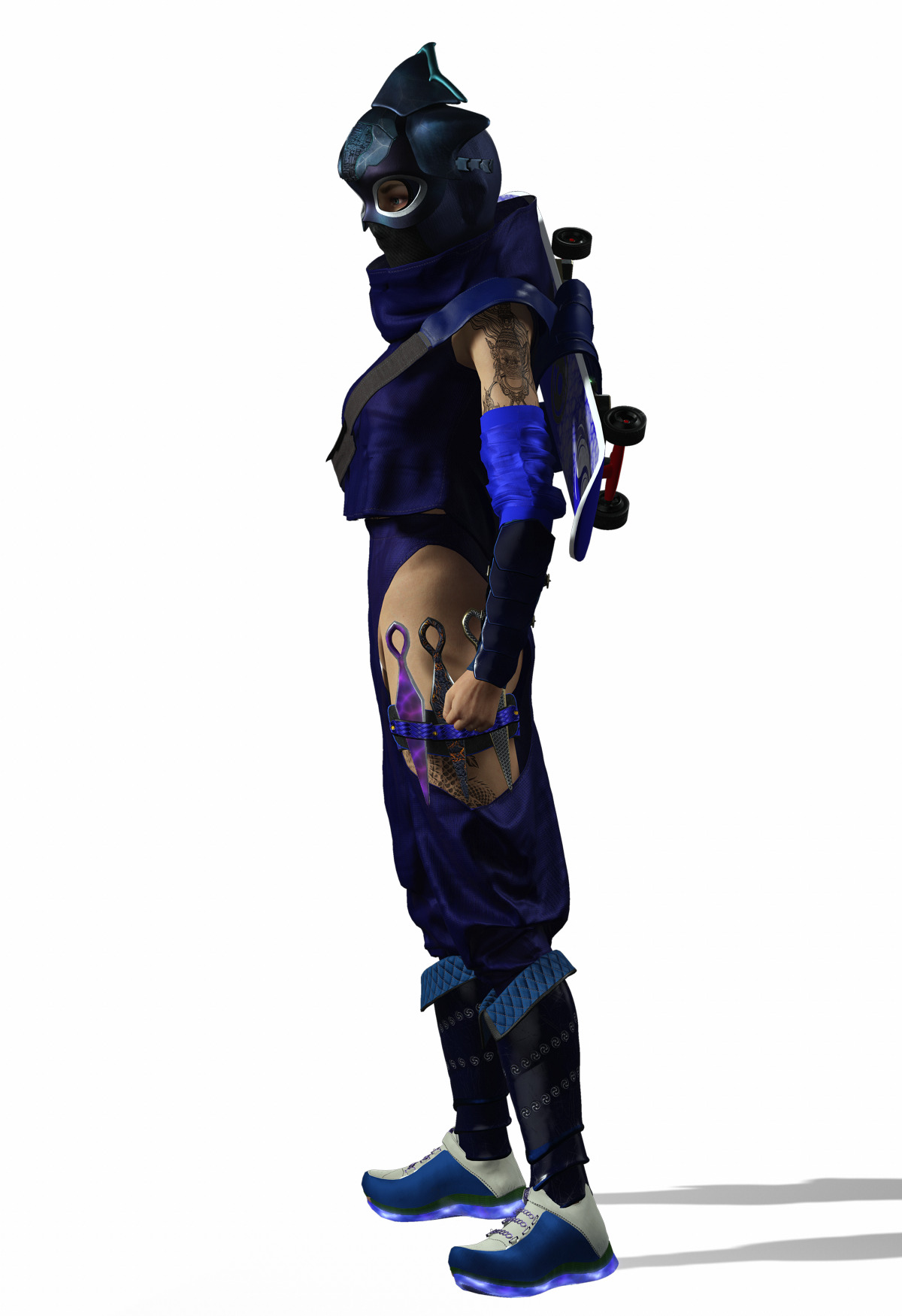 Aokami Stylized Sci Fi Ninja Warrior Game Ready Character Low-poly 3D model_15