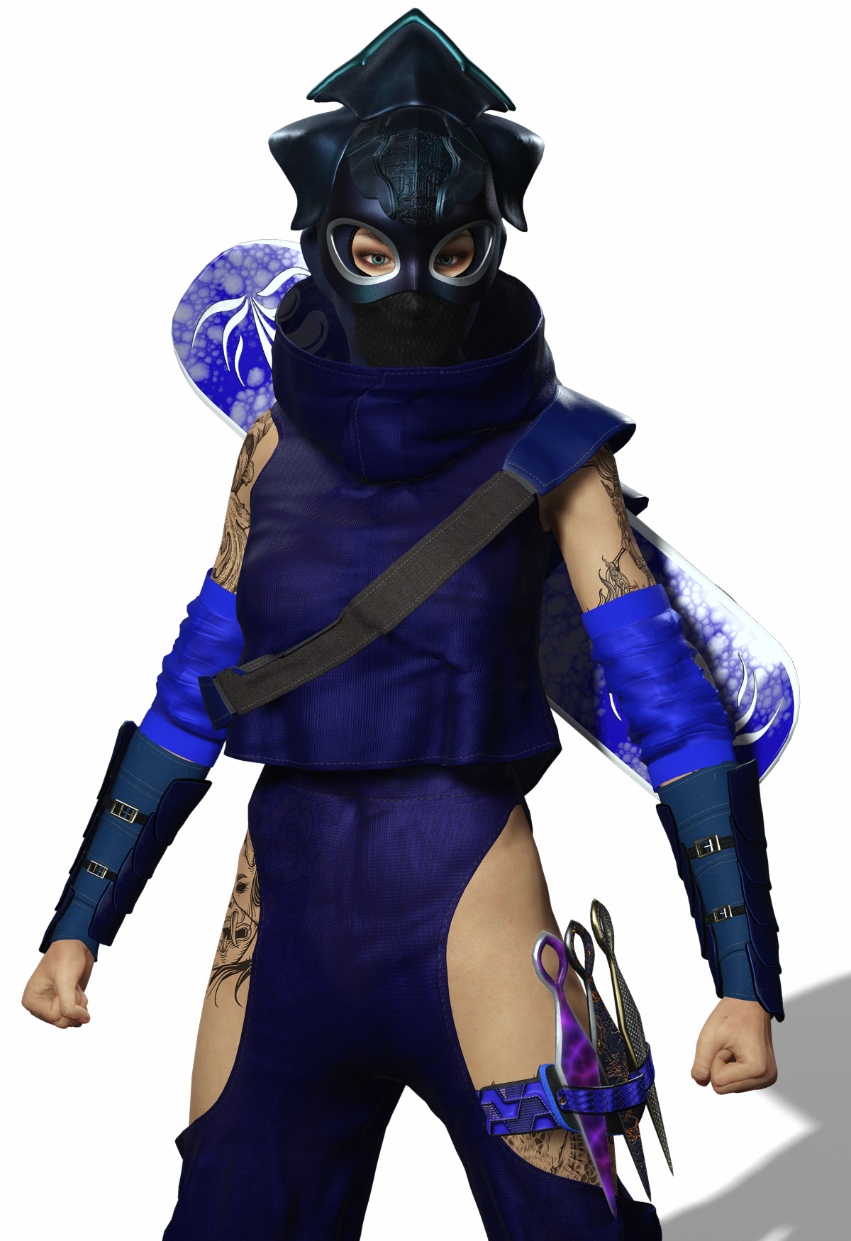 Aokami Stylized Sci Fi Ninja Warrior Game Ready Character Low-poly 3D model_20