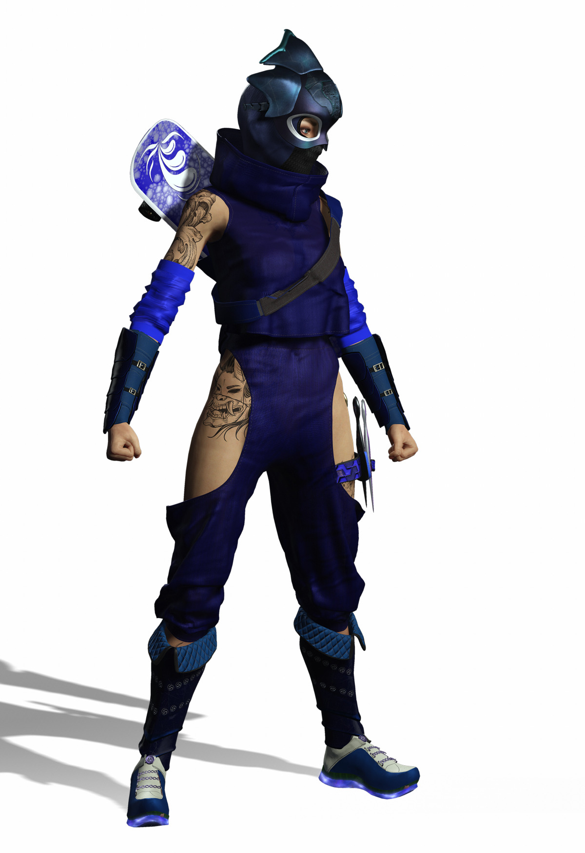 Aokami Stylized Sci Fi Ninja Warrior Game Ready Character Low-poly 3D model_19