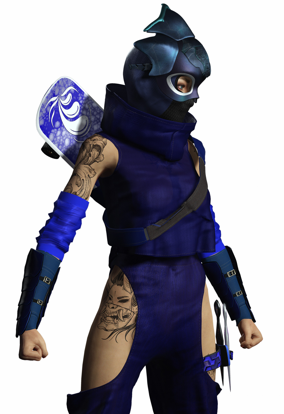 Aokami Stylized Sci Fi Ninja Warrior Game Ready Character Low-poly 3D model_23