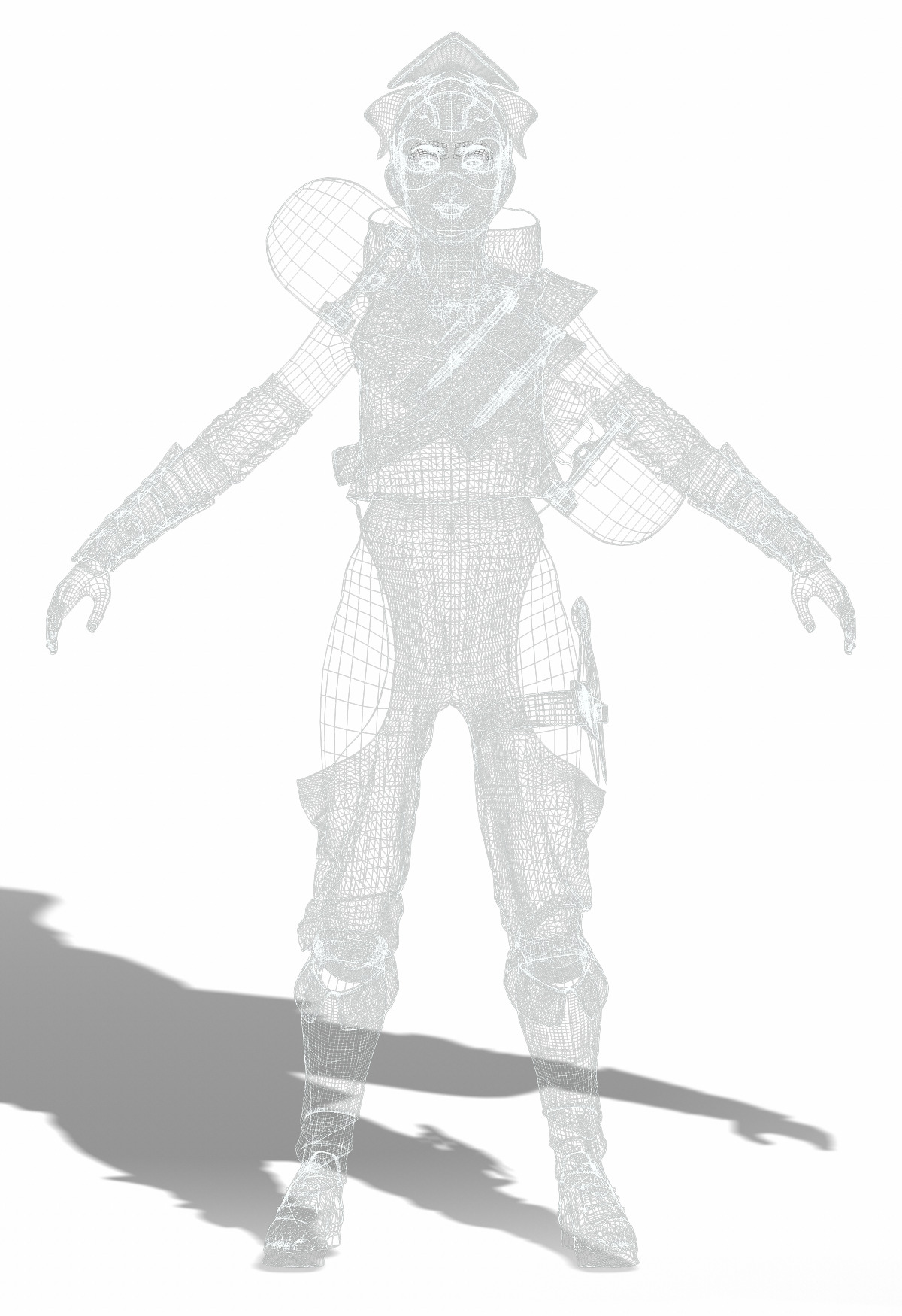 Aokami Stylized Sci Fi Ninja Warrior Game Ready Character Low-poly 3D model_18