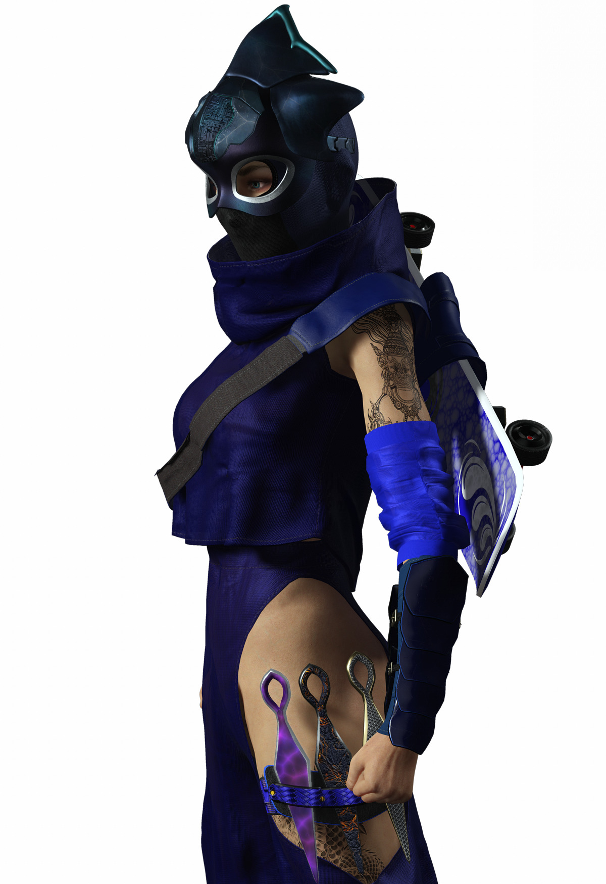 Aokami Stylized Sci Fi Ninja Warrior Game Ready Character Low-poly 3D model_21