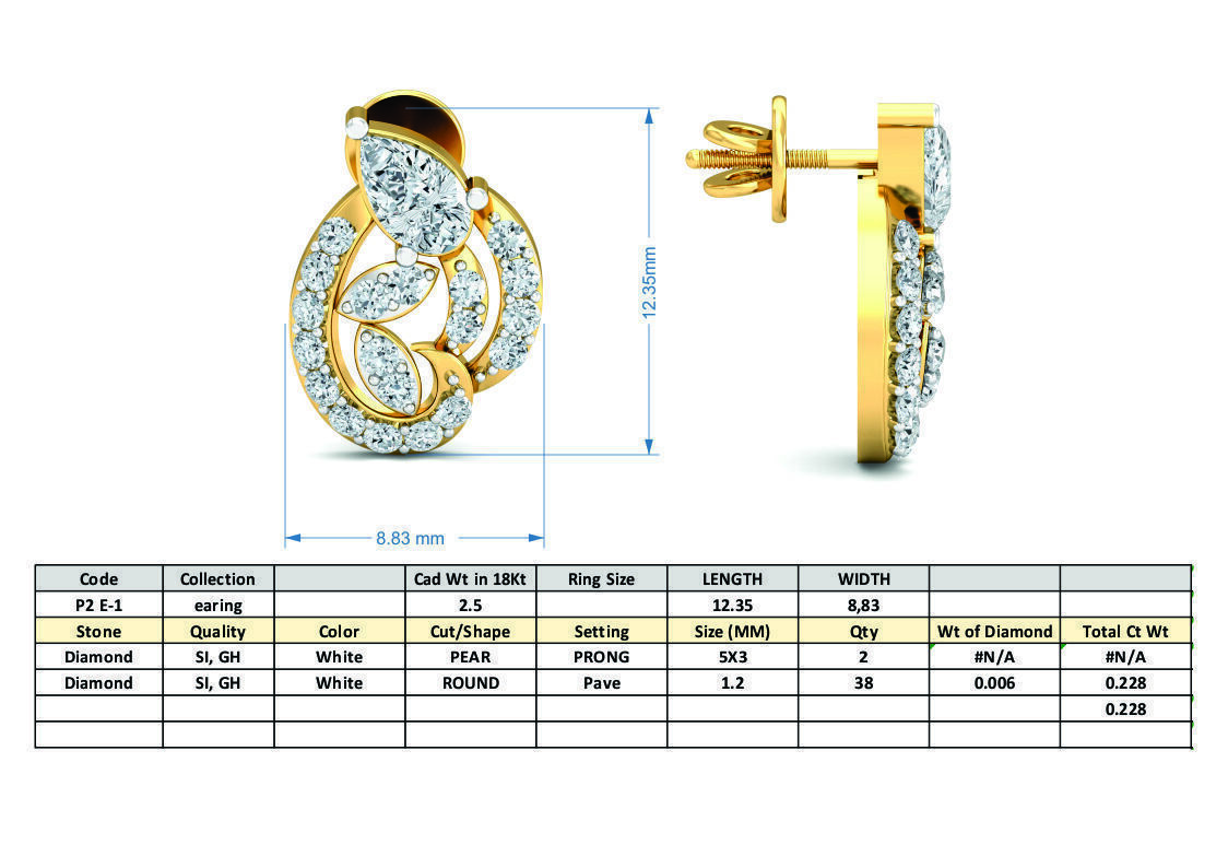 Diamond Earrings  3D print model_4