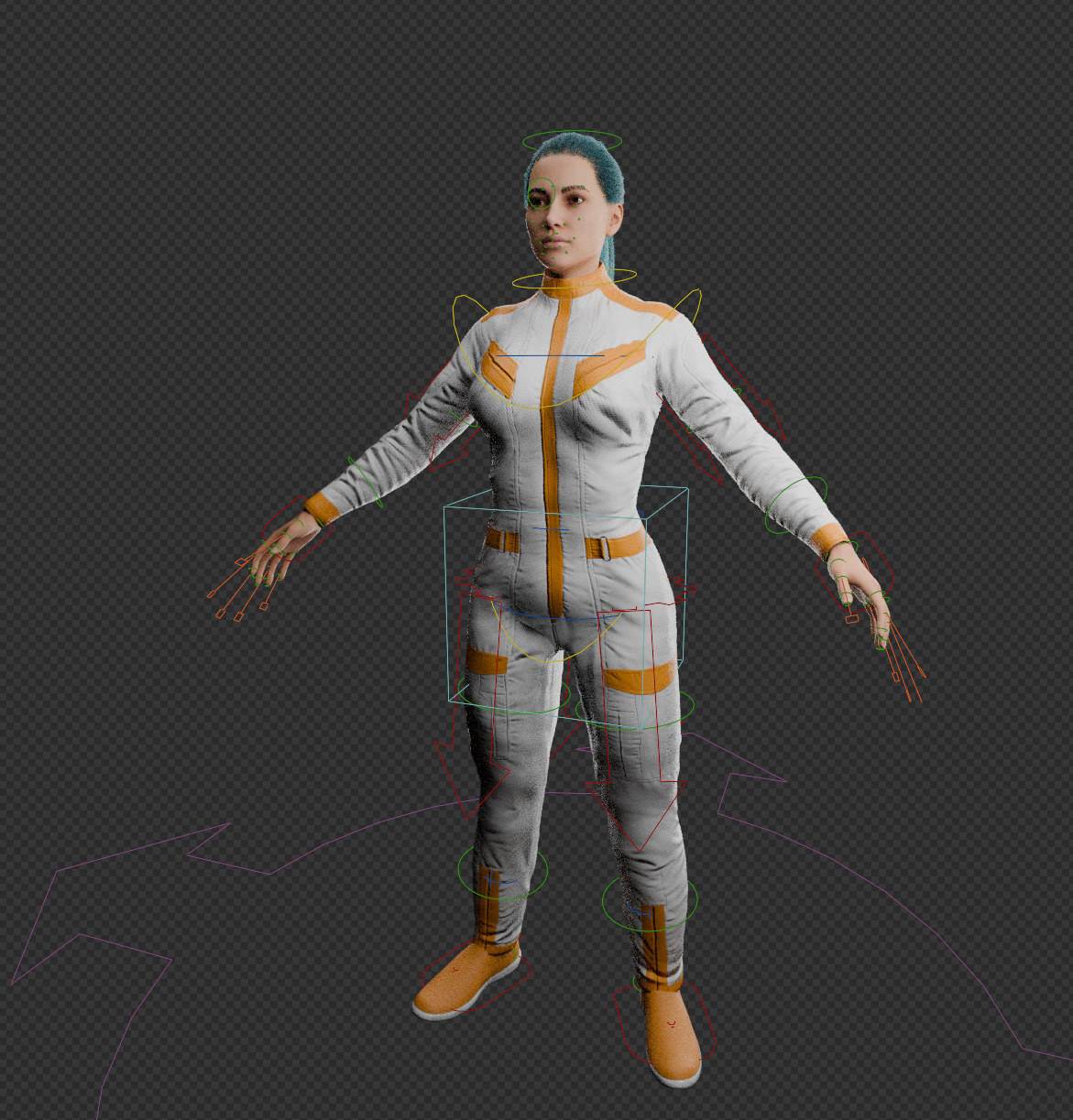 Realistic Sci-Fi Fully Rigged Girl Low-poly 3D model_10