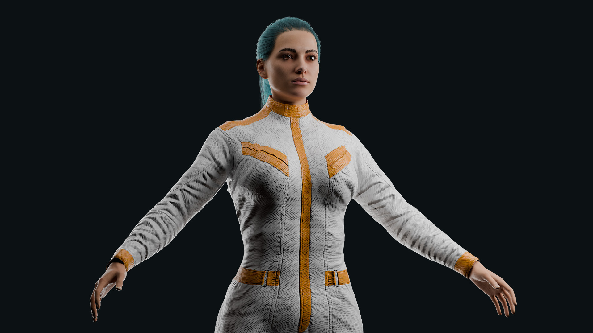 Realistic Sci-Fi Fully Rigged Girl Low-poly 3D model_8