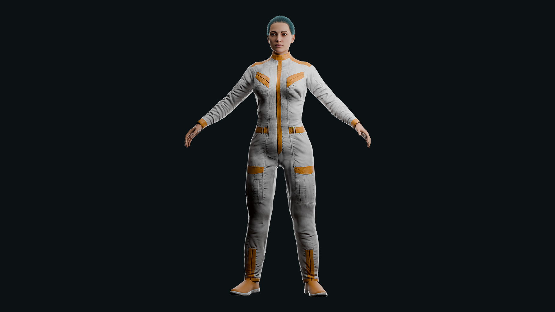 Realistic Sci-Fi Fully Rigged Girl Low-poly 3D model_2