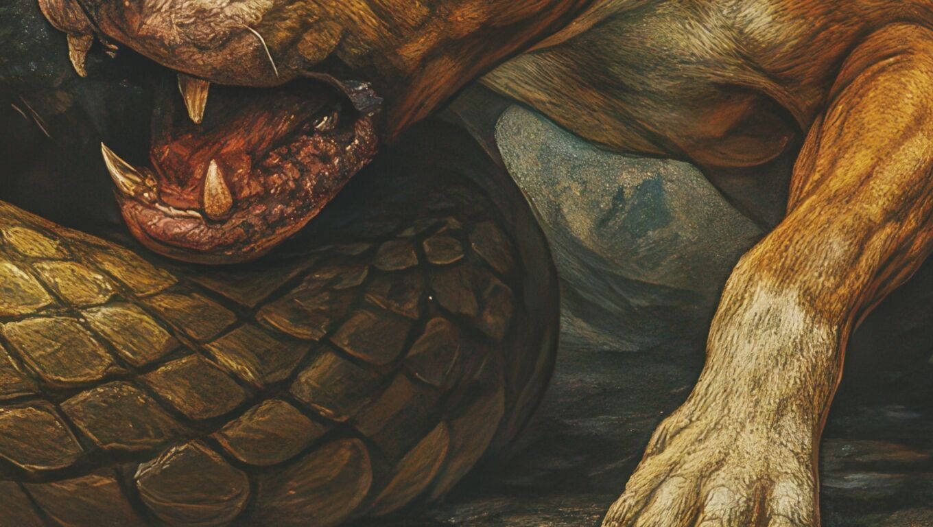 16K Base Color Texture Dog and Serpent Mural Ultra HD  Texture_9