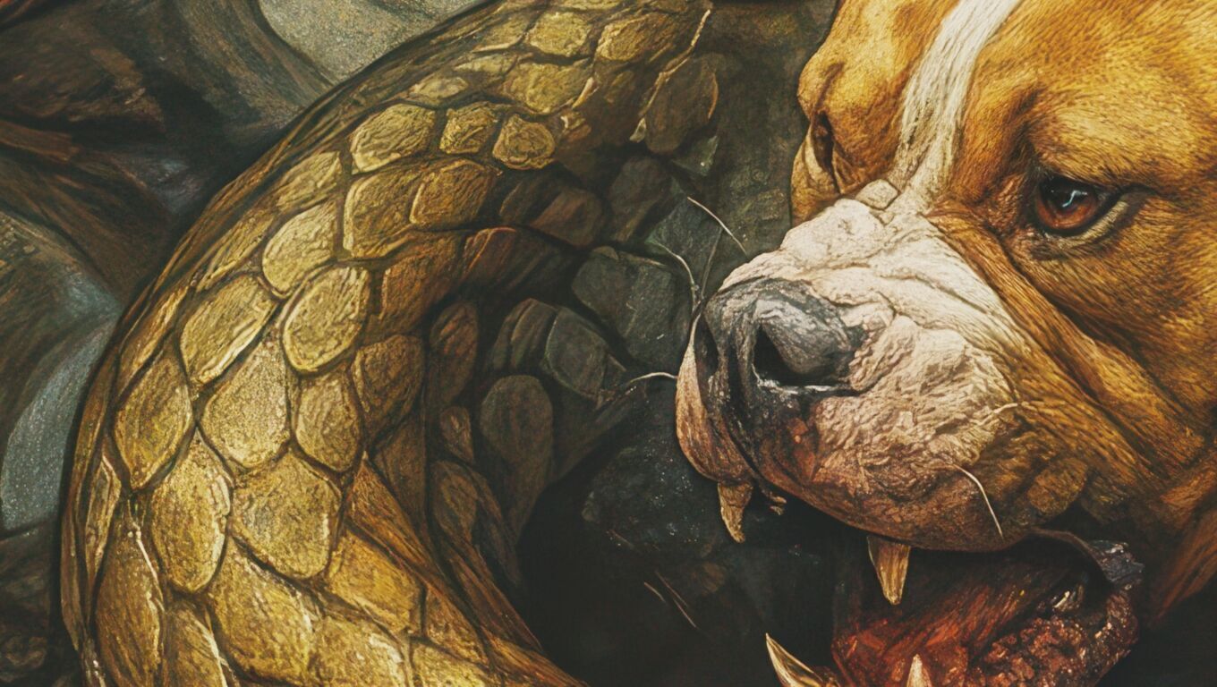 16K Base Color Texture Dog and Serpent Mural Ultra HD  Texture_6