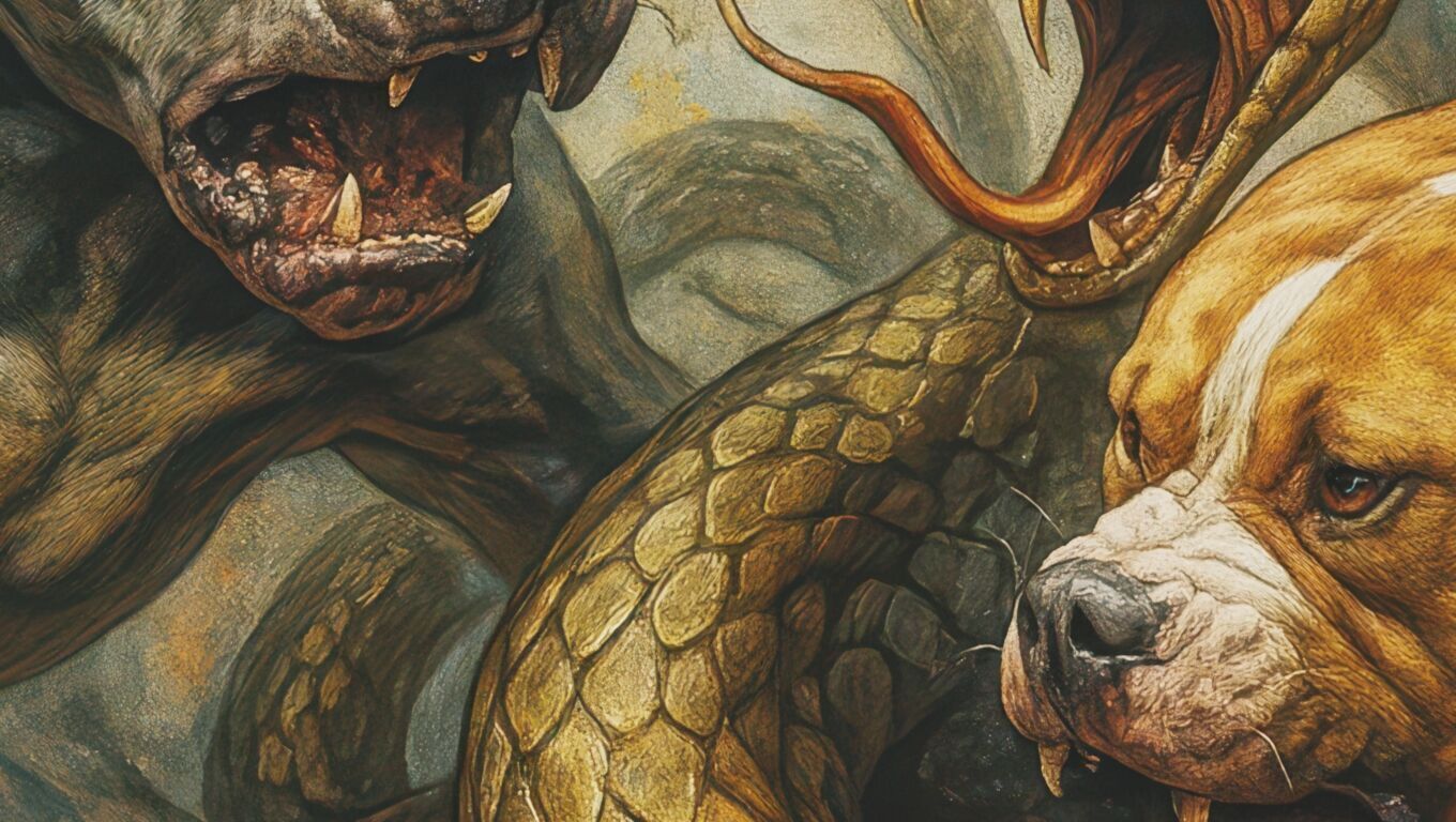 16K Base Color Texture Dog and Serpent Mural Ultra HD  Texture_5