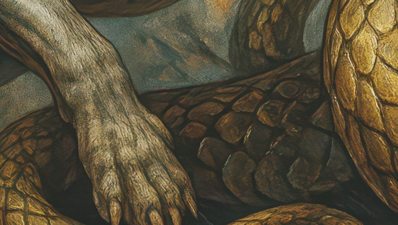 16K Base Color Texture Dog and Serpent Mural Ultra HD  Texture_7