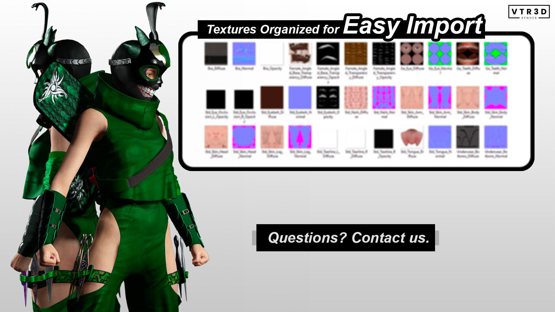 Venoma Ninja Game Ready Stylized Assassin Snake Inspired Sci Fi Low-poly 3D model_7